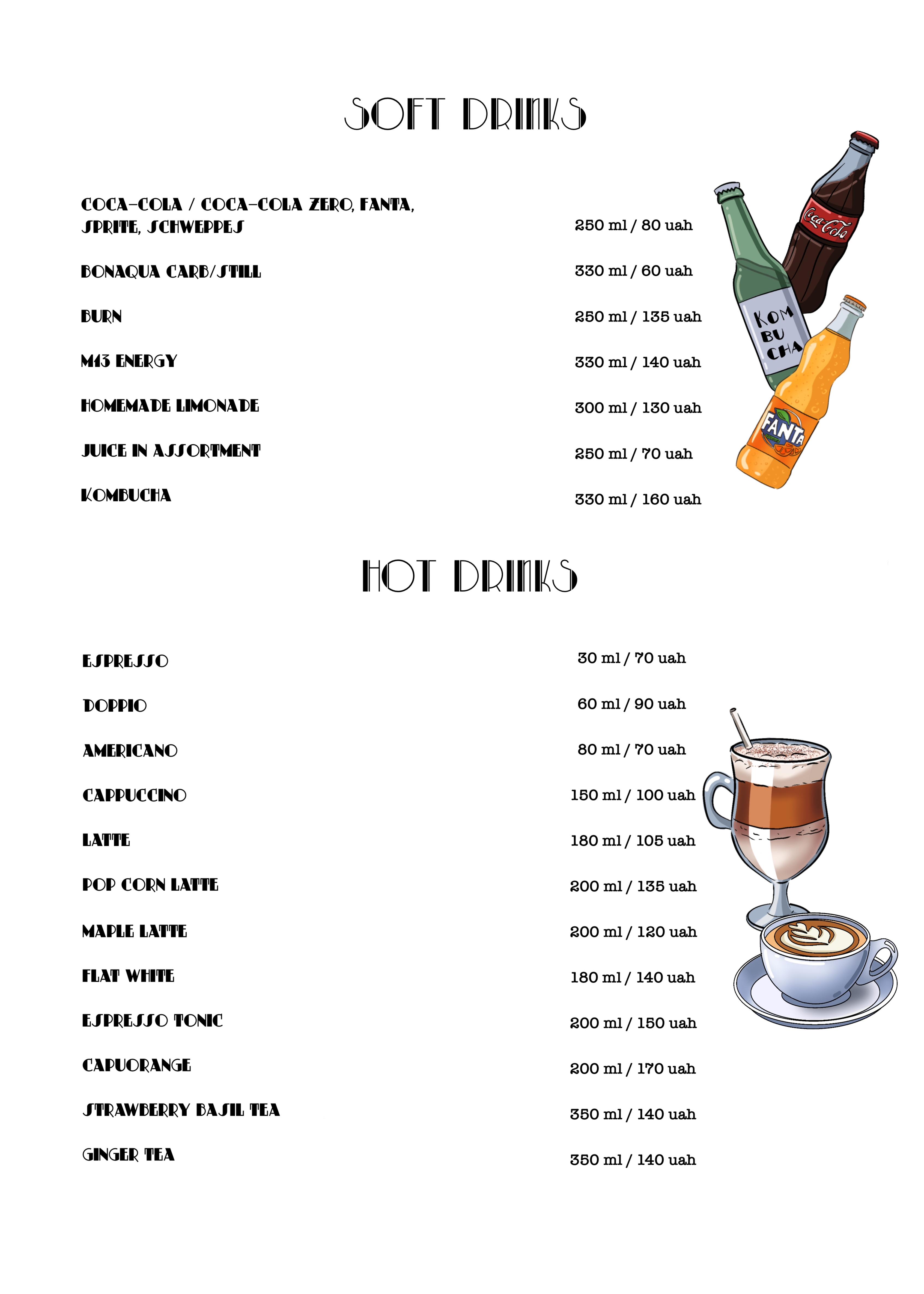 menu cocktails